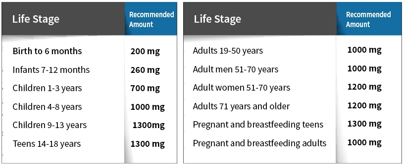 How Much Calcium Do Children and Adults Need calcuim requirement